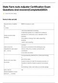 State Farm Auto Adjuster Certification Exam Questions And Answers&lpar;Completed&rpar;2024