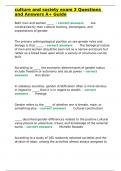 culture and society exam 3 Questions and Answers A&plus; Guide