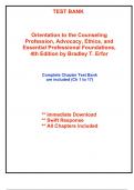 Test Bank for Orientation to the Counseling Profession&comma; Advocacy&comma; Ethics&comma; and Essential Professional Foundations&comma; 4th Edition by Erford - 2025 Published &lpar;All Chapters included&rpar;