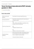 Texas Nursing Jurisprudence&lpar;LATEST&rpar; already graded A&plus; 2024