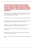 CERTIFIED LEGAL MANAGER ALA EXAM NEWEST ACTUAL EXAM WITH COMPLETE QUESTIONS AND CORRECT VERIFIED ANSWERS &lpar;DETAILED ANSWERS&rpar; ALREADY GRADED A&plus; 100&percnt; GUARANTEED TO PASS CONCEPTS&excl;&excl;&excl;