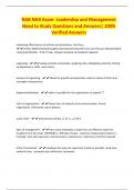 NAB NHA Exam- Leadership and Management Need to Study Questions and Answers&vert; 100&percnt; Verified Answers