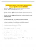 Orthopedic Nursing Exam Study Questions and Answers&vert; Latest Version 2024-25