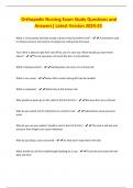 Orthopedic Nursing Exam Study Questions and Answers&vert; Latest Version 2024-25