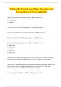 Orthopedic Nursing Exam Study Questions and Answers&vert; Latest Version 2024-25