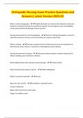 Orthopedic Nursing Exam Practice Questions and Answers&vert; Latest Version 2024-25