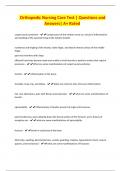 Orthopedic Nursing Care Test &vert; Questions and Answers&vert; A&plus; Rated