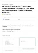 NIC ESTHETICS ACTUAL EXAM 2 LATEST EXAMS TEST BANK 2024-2025 ACTUAL EXAM 200 QUESTIONS AND CORRECT DETAILED ANSWERS