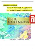 SOLUTION MANUAL Finite Mathematics & Its Applications 13th Edition by Goldstein Chapters 1 - 12
