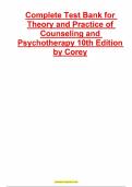 Test Bank for Theory and Practice of Counseling and Psychotherapy 10th Edition by Corey