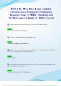 FEMA IS-317&period;a Final Exam &lpar;2024&sol; 2025 Update&rpar; Introduction to Community Emergency Response Team &lpar;CERTs&rpar; &vert; Questions and Verified Answers&vert; Grade A &vert; 100&percnt; Correct
