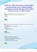 FEMA IS- 700&period;b Final Exam &lpar;Latest 2024&sol; 2025 Update&rpar; An Introduction to the National Incident Management System&vert; Questions and Verified Answers&vert; Grade A &vert; 100&percnt; Correct