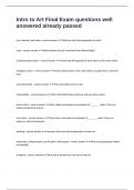 Intro to Art Final Exam questions well answered already passed