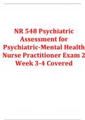 NR 548 Psychiatric Assessment for Psychiatric-Mental Health Nurse Practitioner Exam 2 Week 3-4 Covered&period;