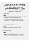 Exam 2&colon; NR548&sol; NR 548 &lpar;Latest Update 2024&sol; 2025&rpar; Psychiatric Assessment for the Psychiatric-Mental Health Nurse Practitioner Review &vert;Weeks 3-4 Covered&vert; Questions and Verified Answers&vert; 100&percnt; Correct- Chamberlain