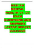 HESI RN MENTAL HEALTH V1- V3 EXAM QUESTIONS AND ANSWERS LATEST UPDATE 2024 - 2025&period;