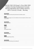 NSG 122 Exam 3&colon; &lpar;New 2024&sol; 2025 Update&rpar; Nursing Fundamental Concepts Review&vert; Questions and Verified Answers&vert; 100&percnt; Correct&vert; A Grade &ndash; Herzing