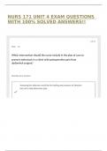 NURS 171 UNIT 4 EXAM QUESTIONS WITH 100&percnt; SOLVED ANSWERS&excl;&excl;