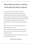 MEDICAL OFFICE EXAM PACKAGE DEAL QUESTIONS AND VERIFIED ANSWERS 100&percnt; GUARANTEED PASS &vert; LATEST UPDATE