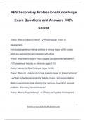 NES Secondary Professional Knowledge Exam Questions and Answers 100&percnt; Solved