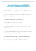 Home Health Aide Exam CORRECT QUESTIONS & ANSWERS&lpar;GRADED A&rpar;