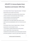 NTA NTP 12&colon; Immune System Exam Questions and Answers 100&percnt; Pass
