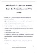 NTP - Module 01 - Basics of Nutrition Exam Questions and Answers 100&percnt; Solved