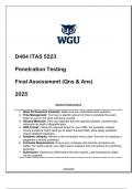 D484 ITAS 5223 Penetration Testing FA &lpar;Qns & Ans&rpar; 2025 WGU