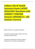 Indiana Life & Health Insurance Exam Questions with Answers 