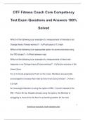OTF Fitness Coach Core Competency Test Exam Questions and Answers 100&percnt; Solved