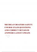 MICHIGAN BOATERS SAFETY COURSE EXAM QUESTIONS AND CORRECT DETAILED ANSWERS LATEST UPDATE