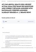 ATI CMS MENTAL HEALTH 2024 NEWEST ACTUAL EXAM TEST BANK 250 QUESTIONS AND CORRECT DETAILED ANSWERS WITH RATIONALES &lpar;VERIFIED ANSWERS&rpar; &vert;ALREADY GRADED A&plus; &sol;&sol; BRAND NEW&excl;&excl;
