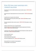 ECON 312 FINAL EXAM QUESTIONS WITH COMPLETE SOLUTIONS