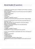 Mental Health ATI questions and answers