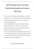 PSYS 100 Super Duper Final Exam Study Guide Questions and Answers 100&percnt; Pass