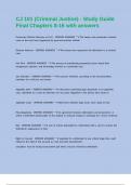 CJ 101 &lpar;Criminal Justice&rpar; - Study Guide Final Chapters 8-16 with answers