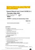 2024 Pearson Edexcel Level 1&sol;Level 2 GCSE ITALIAN  1IN0&sol;1H&colon; Listening and understanding in Italian&period; With  Marking Scheme Merged&period; 