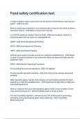 Food safety certification test questions and answers