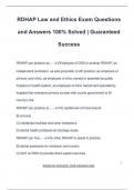 RDHAP EXAM PACKAGE DEAL QUESTIONS AND VERIFIED ANSWERS 100&percnt; GUARANTEED PASS &vert; LATEST UPDATE