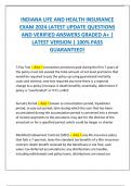 INDIANA LIFE AND HEALTH INSURANCE  EXAM 2024 LATEST UPDATE QUESTIONS  AND VERIFIED ANSWERS GRADED A&plus; &vert;  LATEST VERSION &vert; 100&percnt; PASS  GUARANTEED&excl;