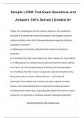 Sample LCSW Test Exam Questions and Answers 100&percnt; Solved &vert; Graded A&plus;