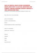 NUR 233 MENTAL HEALTH EXAM 2&lpar;HONDROS&rpar; EXAM LATEST WITH 125 ACTUAL QUESTIONS AND CORRECT VERIFIED ANSWERS ALREADY GRADED A&plus; 100&percnt; GUARANTEED PASS&excl;