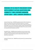 INDIANA LIFE & HEALTH INSURANCE EXAM WITH CORRECT ACTUAL QUESTIONS AND CORRECTLY  WELL DEFINED ANSWERS LATEST 2024 &ndash; 2025  ALREADY GRADED A&plus; 