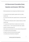 U&period;S Government Cumulative Exam Question and Answers 100&percnt; Pass