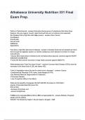 Athabasca University Nutrition 331 Final Exam Prep questions and answers