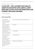 CA PSI SITE - LIFE&comma; ACCIDENTAND HEALTH AGENT EXAMINATION &lpar;LIFE AGENT&rpar; LATEST 2023-2024 ACTUAL EXAM 160 QUESTIONS AND CORRECT DETAILED ANSWERS