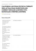CALIFORNIA LAW EXAM PHYSICAL THERAPY 2024 ACTUAL EXAM QUESTIONS AND CORRECT DETAILED ANSWERS WITH RATIONALES &lpar;VERIFIED ANSWERS&rpar;