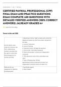 CERTIFIED PAYROLL PROFESSIONAL &lpar;CPP&rpar; FINAL EXAM AND PRACTICE QUESTIONS EXAM COMPLETE 450 QUESTIONS WITH DETAILED VERIFIED ANSWERS &lpar;100&percnt; CORRECT ANSWERS&rpar; &sol;ALREADY GRADED A&plus;