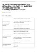 CIC AGENCY MANAGEMENT EXAM 2024 ACTUAL EXAM COMPLETE 300 QUESTIONS WITH DETAILED VERIFIED ANSWERS&sol;&sol;ALREADY GRADED A