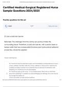 Certified Medical-Surgical Registered Nurse Sample Questions 2024&sol;2025